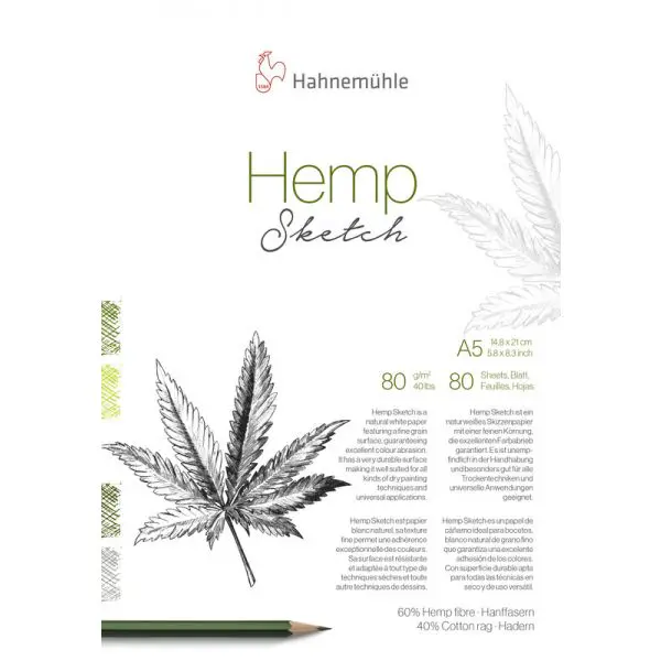 Visandiplokk HEMP SKETCH 80 g/m² A5 80 lehte - Loodusvalge