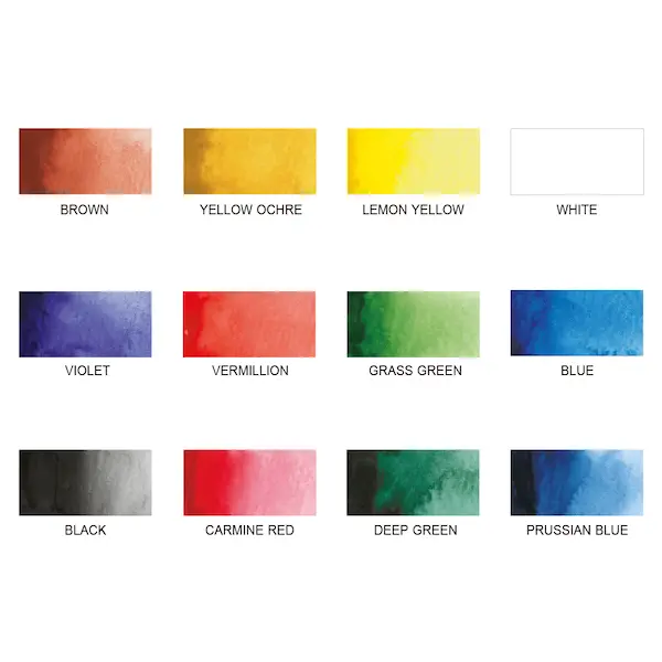 Akvarellvärvid TRANSPARENT WATERCOLOR PALETTE  komplekt - 12 värvi