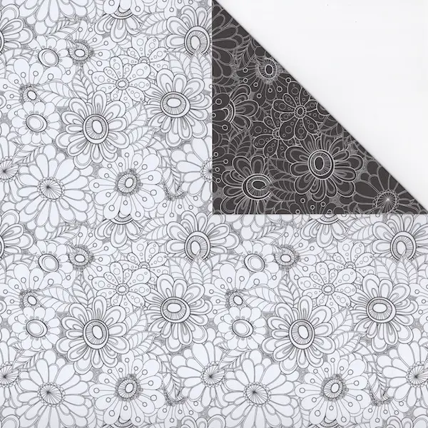 Cardboard with design 300 gsm 49,5 x 68 cm - Black-white blossoms