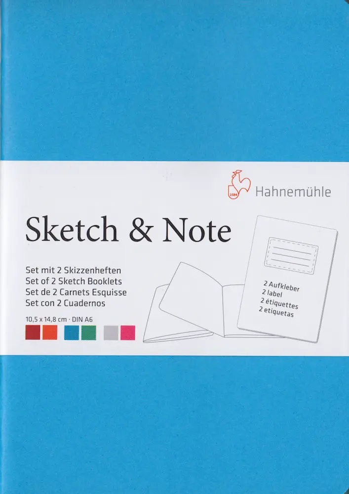 Vihik SKETCH & NOTE 125 g/m² 10,5 x 14,8 cm (A6) 2 x 20 lehte - Sinine/roheline