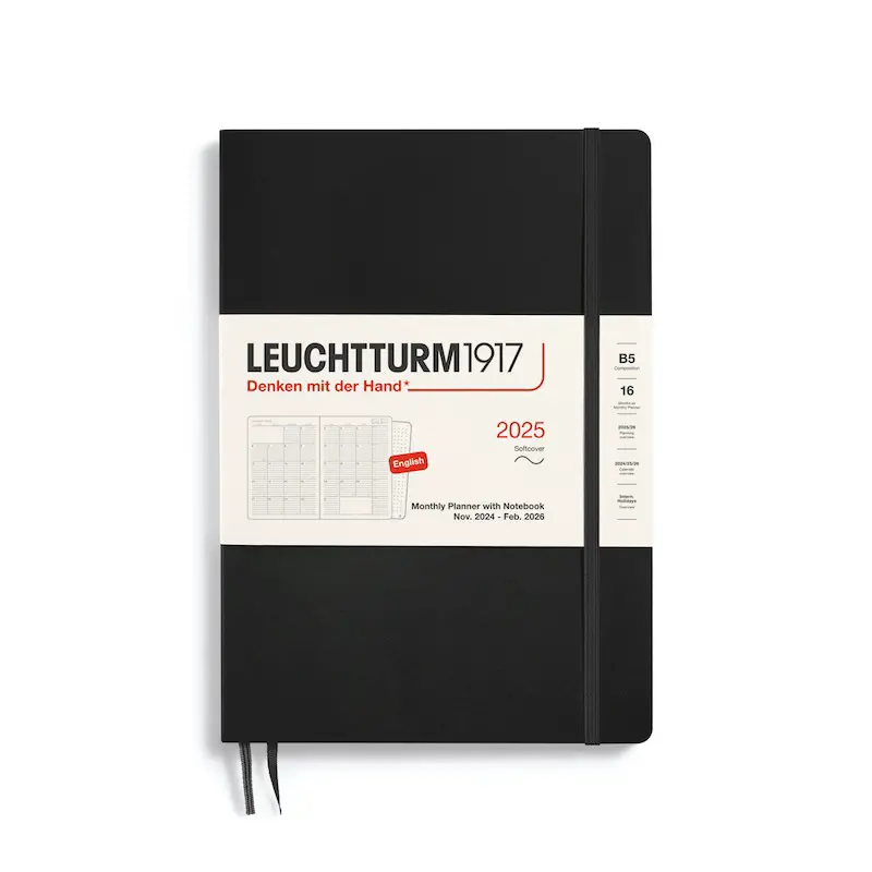 MONTHLY PLANNER & NOTEBOOK 2025 B5 (Softcover) - Black