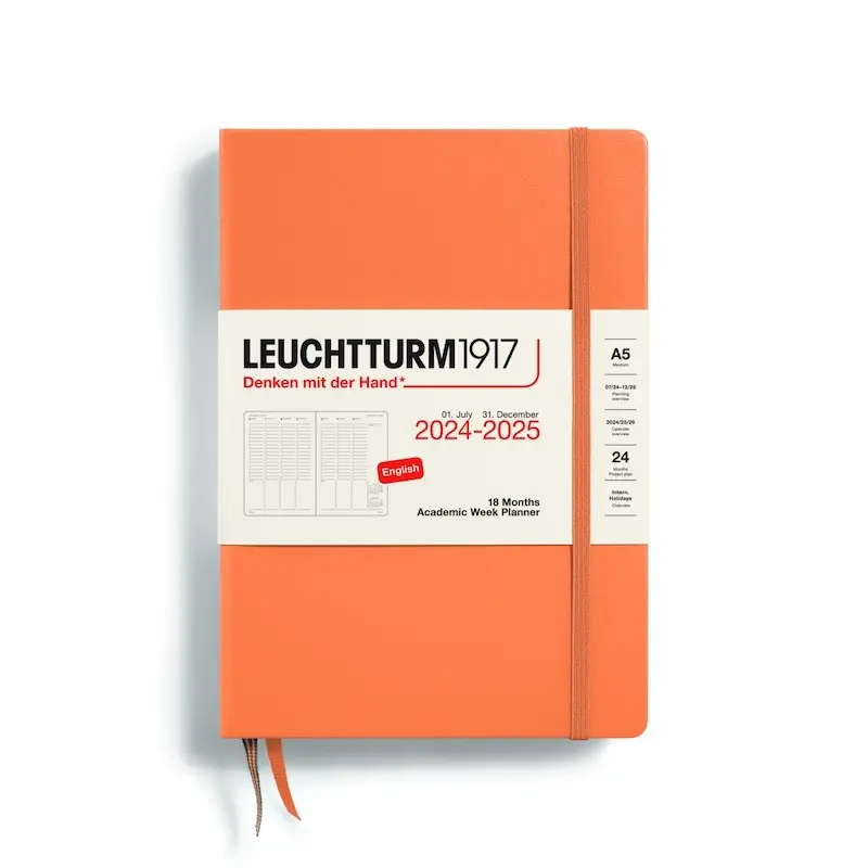 Planner ACADEMIC WEEK PLANNER 2024 - 2025 18 months  Medium (Hardcover) - Apricot