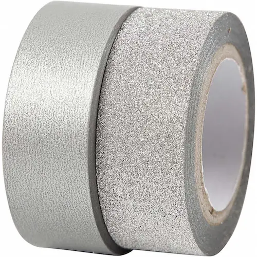 Design Tape 15 mm x 7 m + 10 m - Silver glittering / matt