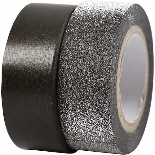 Design Tape 15 mm x 7 m + 10 m - Black glittering / matt