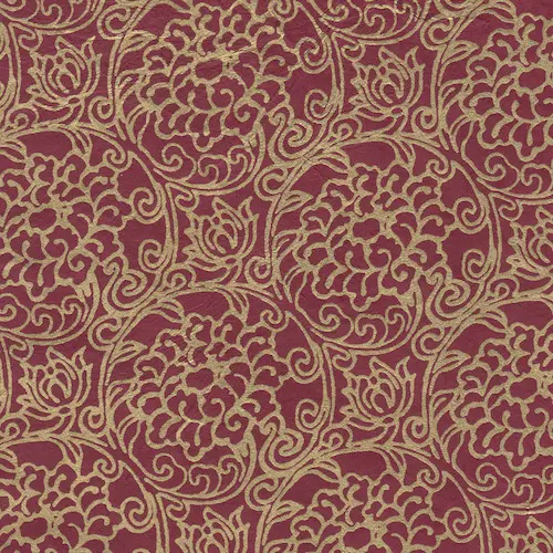 Nepalese paper LOTOS 60 gsm 21 x 29,7 cm (A4) 5 Sheets - Dark red/gold