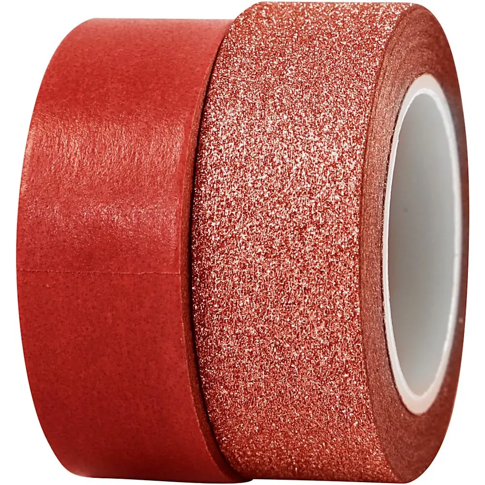 Design Tape 15 mm x 7 m + 10 m - Red glittering / matt