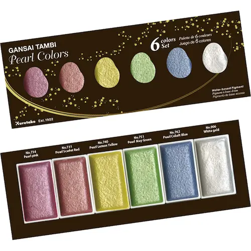 Akvarellvärvid GANSAI TAMBI PEARL COLORS - 6 värvi