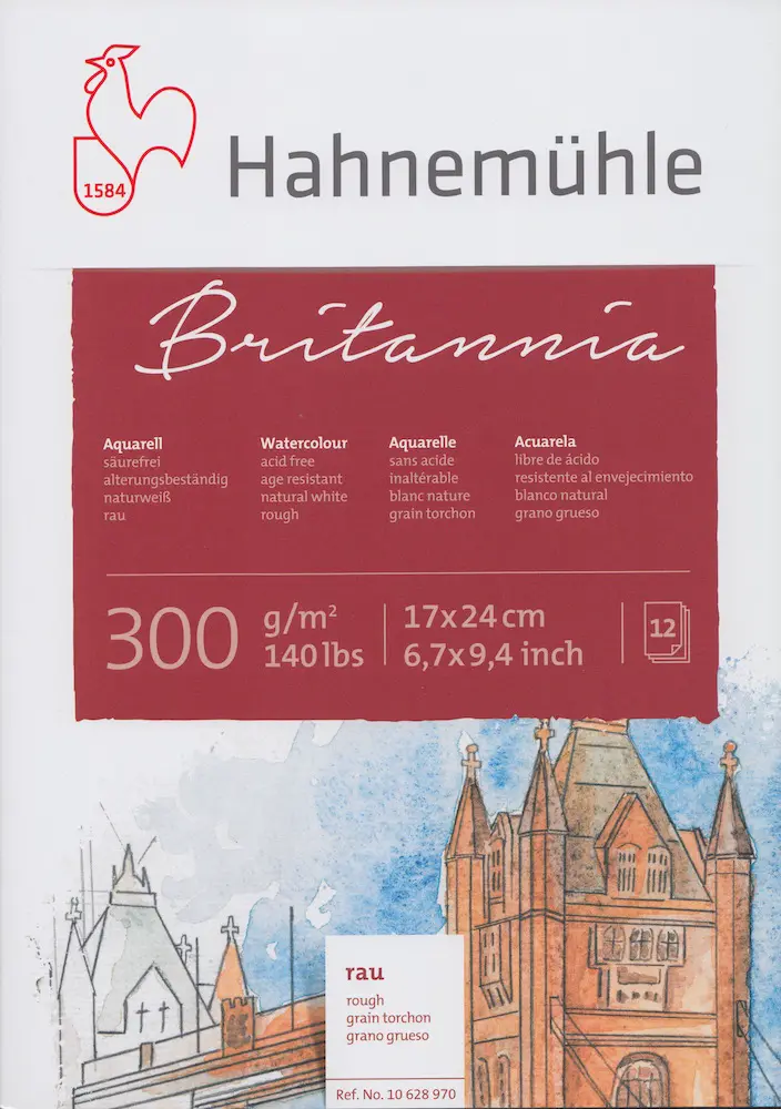 Akvarelliplokk BRITANNIA 300 g/m² ROUGH 17 x 24 cm 12 lehte