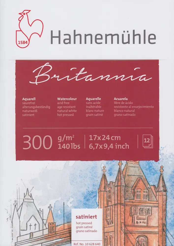 Akvarelliplokk BRITANNIA 300 g/m² HP 17 x 24 cm 12 lehte