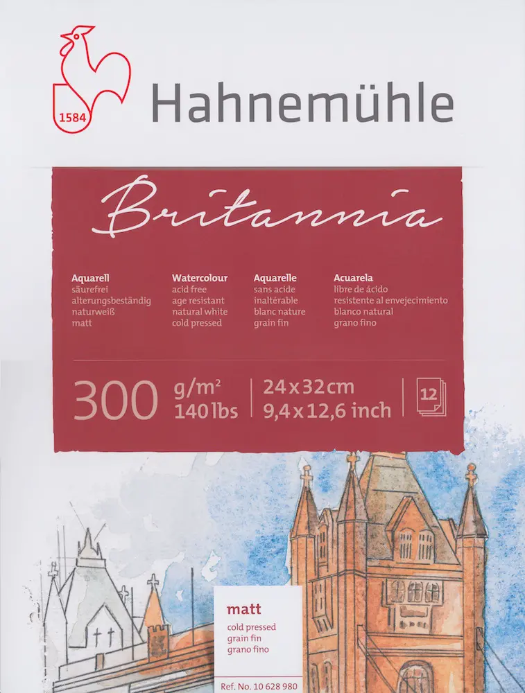 Akvarelliplokk BRITANNIA 300 g/m² CP 24 x 32 cm 12 lehte