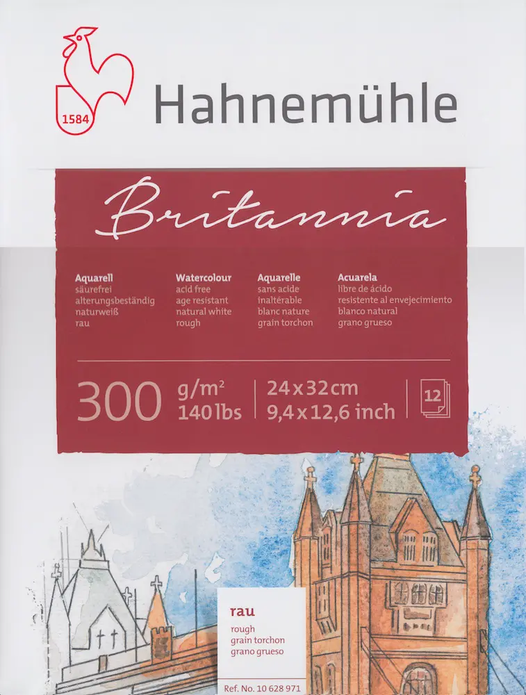 Akvarelliplokk BRITANNIA 300 g/m² ROUGH 24 x 32 cm 12 lehte