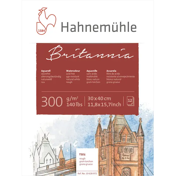 Akvarelliplokk BRITANNIA 300 g/m² ROUGH 30 x 40 cm 12 lehte