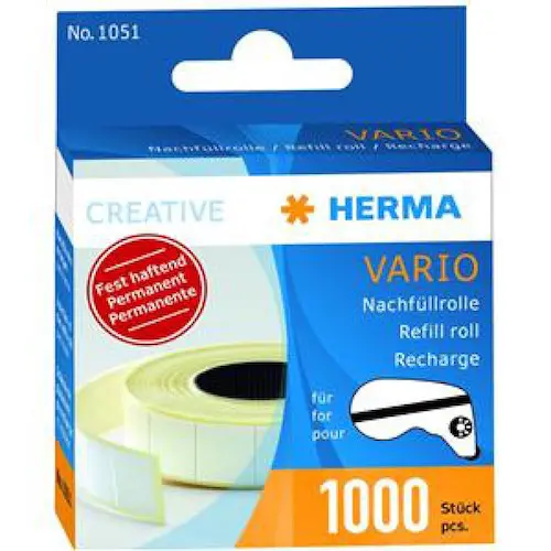 Two-sided adhesive rectangular HERMA 12 x 12mm 1000 pieces