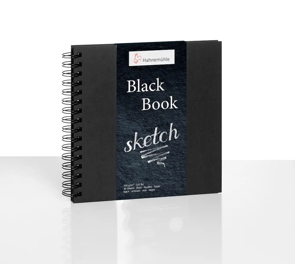 Sketch book BLACK spiral 250 gsm 23,5 x 23,5 cm 30 Sheets black - Black