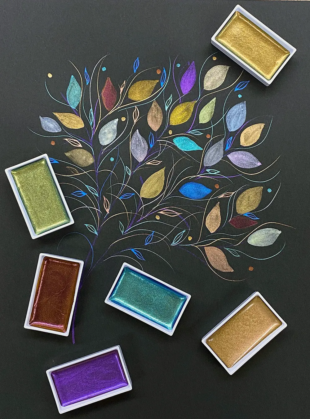 Akvarellvärvid GANSAI TAMBI METALLIC COLOR SET II - 24 värvi 