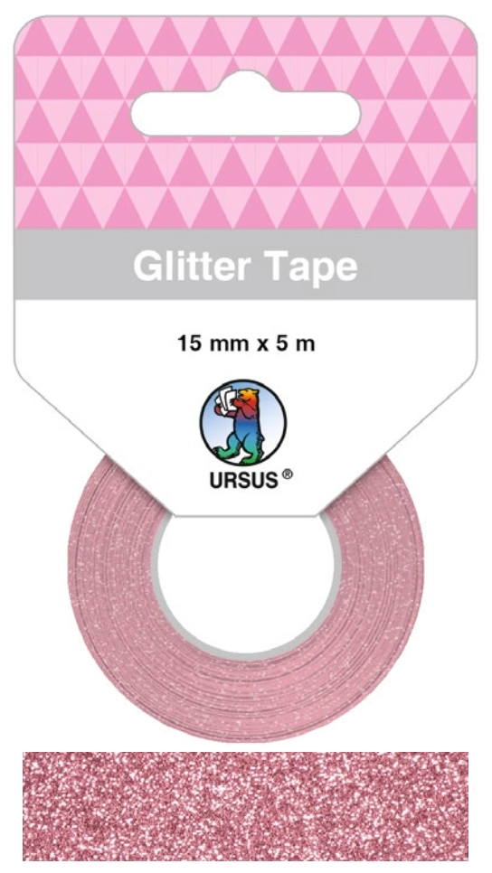 Sädelev (glitter) teip 15 mm x 5 m - Heleroosa