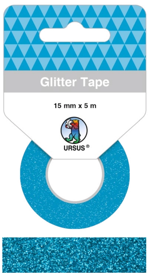 Sädelev (glitter) teip 15 mm x 5 m - Türkiissinine