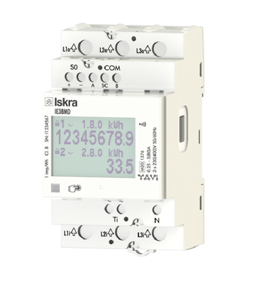 Modular meter IE38MS (MID, IR, NFC, 2xS0, DUAL TARIFF, 80 A, 3-PM)