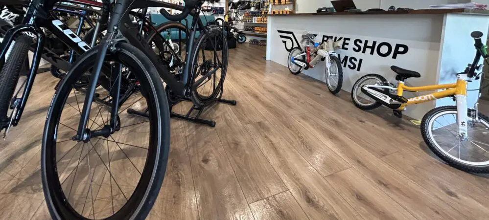 The interior of Bike Shop Viimsi with bikes all around the store